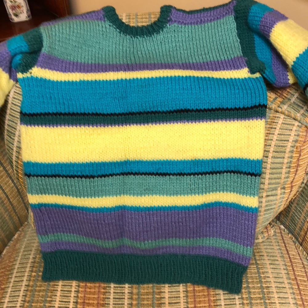 Hand Knit Striped Sweater - Picture 3 of 6